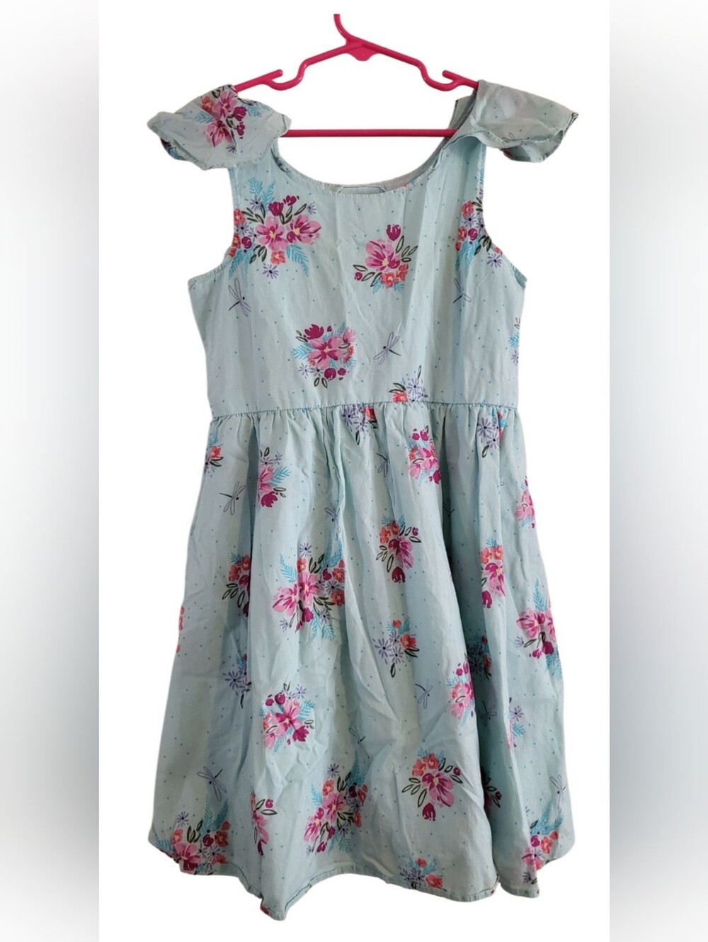Sonoma Light Blue Floral Dress with Pink Bouquet Accents